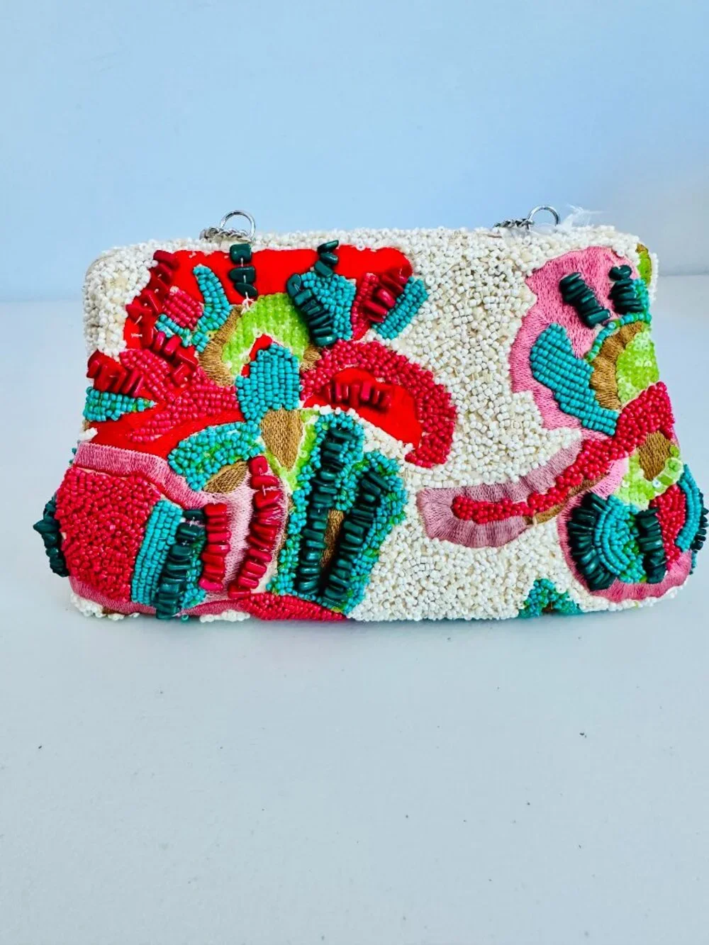 TIK TOK VIRAL HANDCRAFTED IN INDIA BEADED CLUTCH SHOULDER BAG - Picture 5 of 10